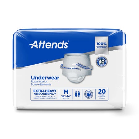Absorbent Underwear Attends® Care Pull On with Tear Away Seams Adult Medium Unisex Disposable Heavy Absorbency