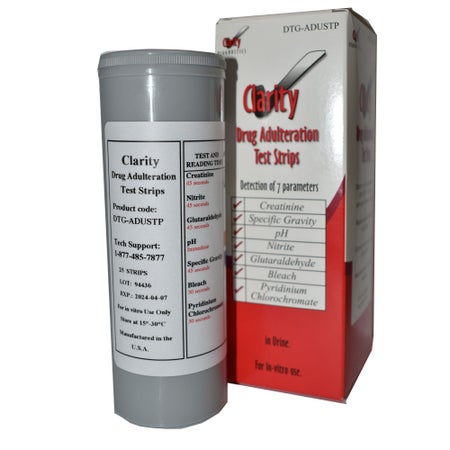 Drugs of Abuse Test Kit Bleach, Creatinine, Glutaraldehyde, Nitrites, Oxidants, pH, Specific Gravity 25 Tests Non-Regulated