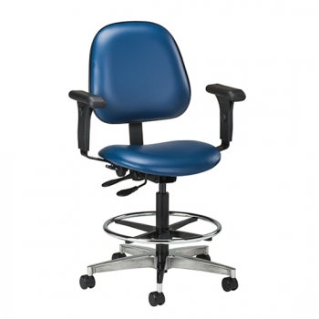 Lab Stool Specialty Seating Contoured Backrest Pneumatic Height Adjustment 5 Casters Black