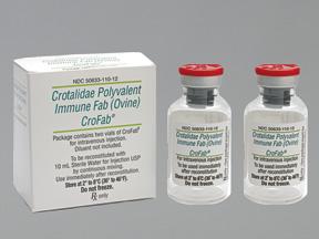 CroFab® Antivenin, Crotalidae Polyvalent Immune Fab (Ovine) 1 Gram Injection 18 mL 2 Vials