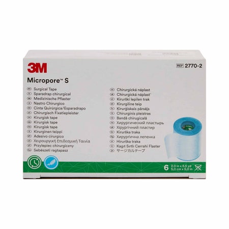 Medical Tape 3M™ Micropore™ S Blue 2 Inch X 5-1/2 Yard Silicone NonSterile