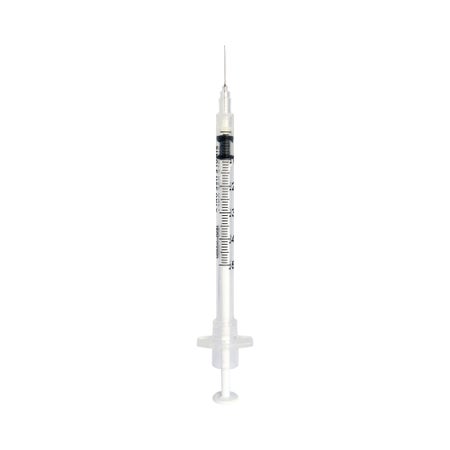 Safety Tuberculin Syringe with Needle Sol-Care™ 0.5 mL 1/2 Inch 27 Gauge Retractable Safety Needle Regular Wall