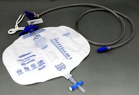 Urinary Drain Bag AMSure® Anti-Reflux Valve Sterile 2,000 mL Vinyl