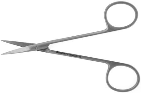 Iris Scissors BR Surgical 3-1/2 Inch Length OR / Surgical Grade German Stainless Steel NonSterile Finger Ring Handle Curved Sharp Tip / Sharp Tip