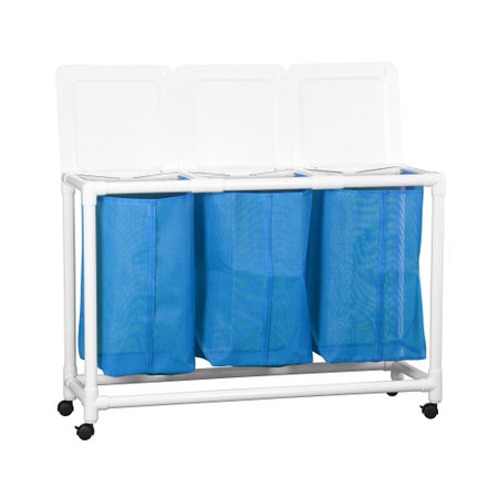 Triple Hamper with Bags Standard 4 Casters 39 gal.