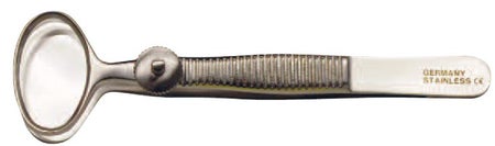 Chalazion Forceps BR Surgical Desmarres 3-1/2 Inch Length OR / Surgical Grade German Stainless Steel NonSterile Locking Thumb Handle Straight Circular Paddle / Serrated Ring Tips