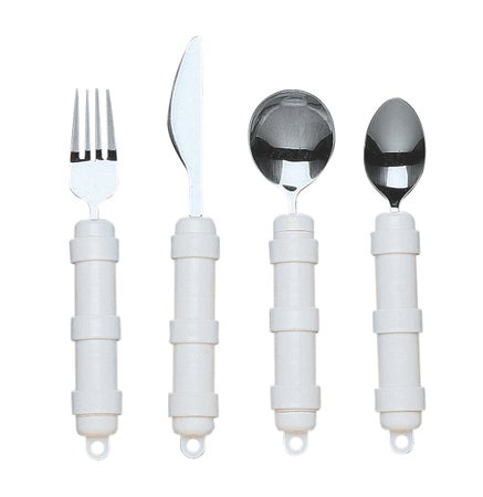 Teaspoon Built Up Handle Silver / White Vinyl-Coated / Stainless Steel