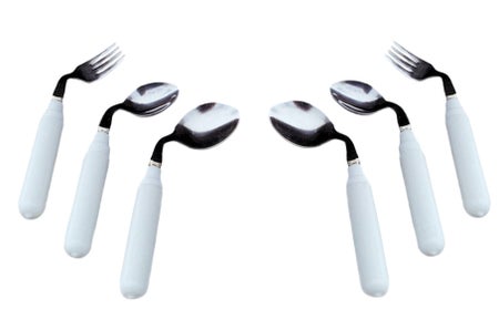 Soup Spoon Comfort Grip Left Handed Silver / White Vinyl-Coated / Stainless Steel