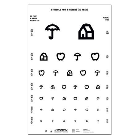 Preschool Eye Test Chart 10 Foot Distance Acuity Test