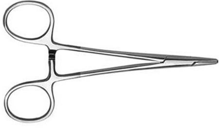 Needle Holder Baumgartner 5-1/8 Inch Length Straight Serrated Jaws Finger Ring Handle