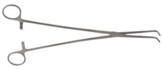Hemostatic Forceps V. Mueller® Mixter 10-1/2 Inch Length OR / Surgical Grade Stainless Steel NonSterile Locking Finger Ring Handle Angled 90° Cross Serrated Tips