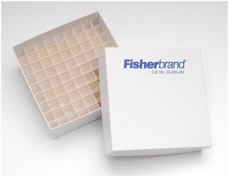 Cryo Storage Box Fisherbrand™ 2 X 5 X 5 Inch White Cardboard 81 Tube Capacity