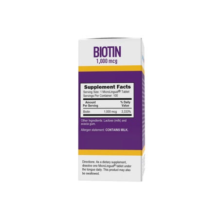 Biotin Supplement Up&Up Vitamin B7 1,000 mcg Strength Tablet 100 per Bottle