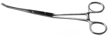 Hemorrhoid Forceps BR Surgical McGivney 7-1/2 Inch Length OR / Surgical Grade German Stainless Steel NonSterile Locking Finger Ring Handle Angled Blunt Serrated Tips