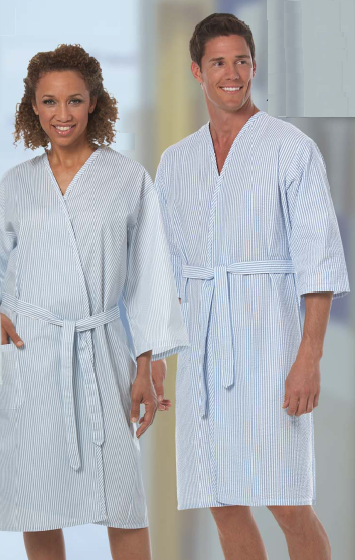 Patient Robe Unisex 4X-Large Blue Stripe Reusable