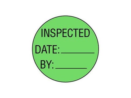 Pre-Printed Label Laboratory Use Green INSPECTED / DATE: _____ / BY: _____ Black Biomedical Engineering Equipment Labels 1 Inch Diameter