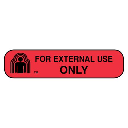 Pre-Printed Label Apothecary Products® Auxiliary Label Red Paper FOR EXTERNAL USE ONLY Black Safety and Instructional 3/8 X 1-9/16 Inch