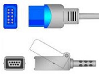 SpO2 Extension Cable Sage Services 10-Pin Connector Monitor Side, 9-Pin Connector Sensor Side, 2.2m