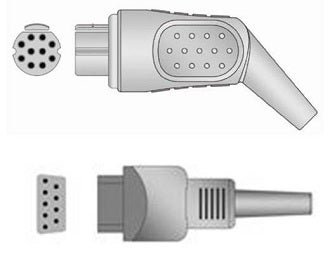 SpO2 Extension Cable Sage Services 10-Pin Connector Monitor Side, 9-Pin Connector Sensor Side, 2.2m