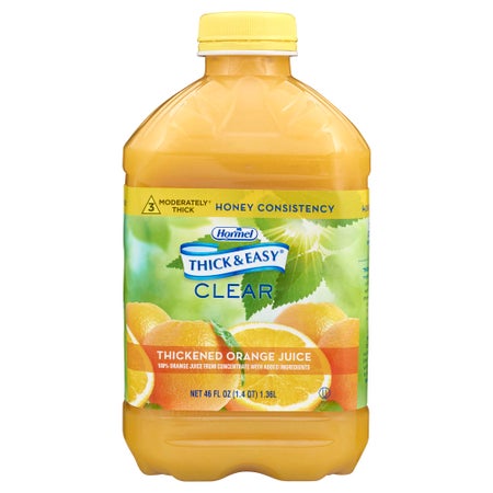 Thickened Beverage Thick & Easy® 46 oz. Bottle Orange Flavor Liquid IDDSI Level 3 Moderately Thick/Liquidized