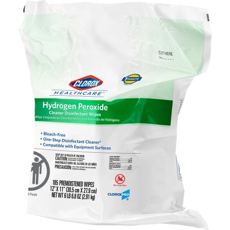 Surface Disinfectant Cleaner Clorox Healthcare® Premoistened Hydrogen Peroxide Based Manual Pull Wipe 185 Count Pouch Unscented NonSterile