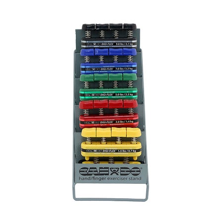 Hand / Finger Exerciser Set with Display Stand CanDo® Digi-Flex® Yellow / Red / Green / Blue / Black X-Light to X-Heavy Resistance