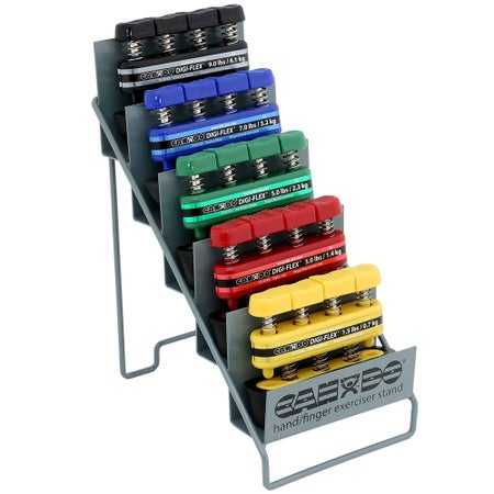 Hand / Finger Exerciser Set with Display Stand CanDo® Digi-Flex® Yellow / Red / Green / Blue / Black X-Light to X-Heavy Resistance