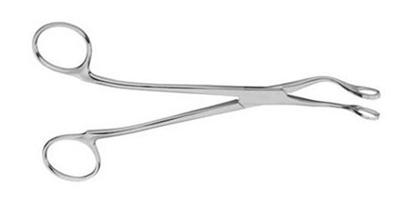 Adenoid Forceps V. Mueller® St. Clair-Thompson 7-3/8 Inch Length OR / Surgical Grade German Stainless Steel NonSterile Finger Ring Handle Angled Fenestrated Oval Tips