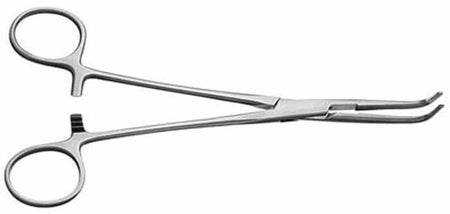 Gall Duct Forceps V. Mueller® Lahey 7-1/2 Inch Length OR / Surgical Grade German Stainless Steel NonSterile Locking Finger Ring Handle Angled 90° Cross Serrated Tips
