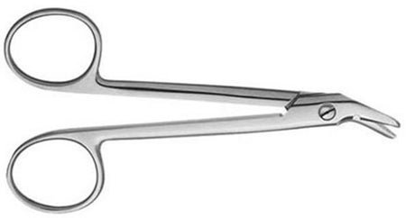 Wire Cutting Scissors V. Mueller® 4-3/4 Inch Length OR / Surgical Grade German Stainless Steel NonSterile Finger Ring Handle Angled to Side Blunt Tip / Blunt Tip