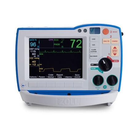 Defibrillator / Monitor Unit Automatic / Manual Operation Zoll® R Series ALS Paddles Contact AC Power / Battery Operated LCD Display