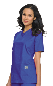 Scrub Shirt Scrub Zone® Medium Ceil Blue 3 Pockets Short Sleeve Female