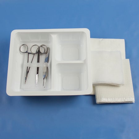 Suture Tray Centurion® (1) Suture Tray, (1) Tray, 3 Compartment, (1) Instrument Holder, (1) Webster Snag Free Needle Holder Fine, (1) Iris Scissor Straight