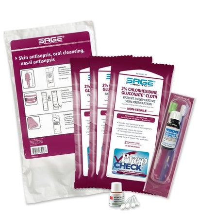 Skin, Nasal, and Oral Prep Kit Sage Nose To Toes™ Soft Pack 2% / 5% Strength CHG (Chlorhexidine Gluconate) / Povidone-Iodine NonSterile