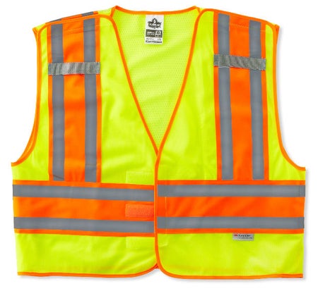 Safety Vest GloWear® 8245PSV 4X-Large / 5X-Large Lime / Orange 4 Pockets Sleeveless Unisex