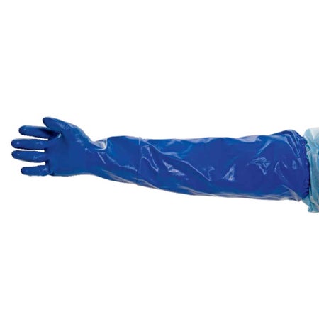 Utility Glove Extended Sleeve Large Nitrile Blue 24 Inch Length Elastic Cuff NonSterile