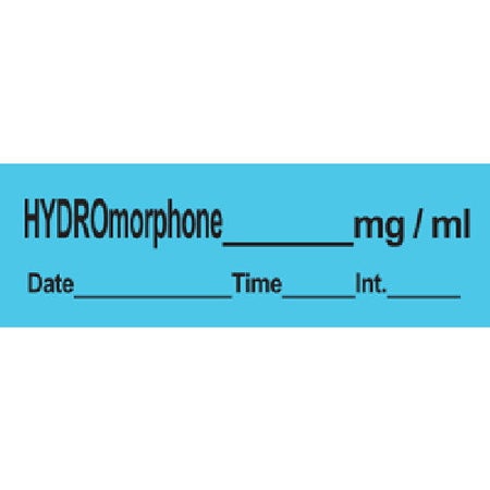 Drug Label PDC® Anesthesia Label HYDROmorphone_mg/mL Date_Time_Int_ Blue 1/2 X 1-1/2 Inch