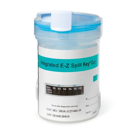 Drugs of Abuse Test Kit E-Z Split Key® Cup COC, mAMP/MET, OPI, THC 25 Tests CLIA Waived