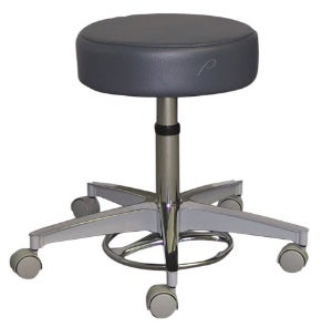 Exam Stool Adjustable Backrest Pneumatic Height Adjustment 2 Inch Dual Wheel Casters Beige