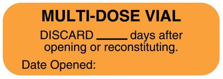 Pre-Printed Label UAL™ Anesthesia Label Orange Paper Multi-Dose Vial Discard ____ Days After Opening or Reconstituting. Date Opened:___ Black Syringe Label 1/2 X 1-1/2 Inch