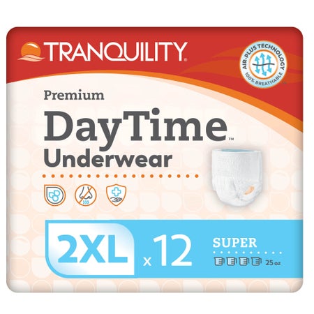 Absorbent Underwear Tranquility® Premium DayTime™ Pull On with Tear Away Seams Adult 2X-Large Unisex Disposable Heavy Absorbency