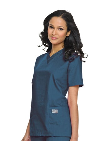 Scrub Shirt Scrub Zone® Medium Caribbean Blue 3 Pockets Short Sleeve Female