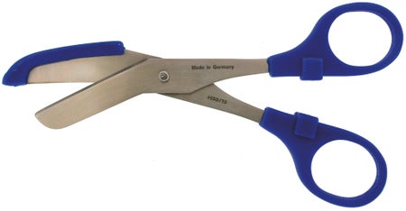 Bandage Scissors BR Surgical Nurse 5-1/2 Inch Length OR / Surgical Grade Stainless Steel / Plastic NonSterile Finger Ring Handle Angled Blunt Tip / Blunt Tip