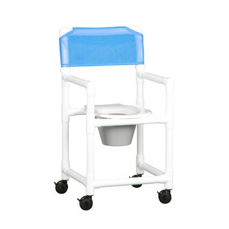 Commode / Shower Chair Standard Fixed Arms PVC Frame Mesh Backrest 20-1/2 Inch Seat Width 300 lbs. Weight Capacity