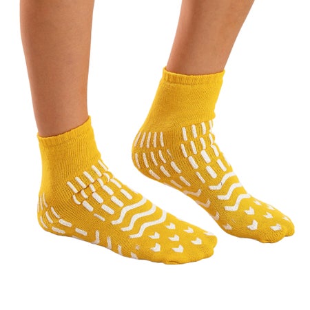 Risk Management Slipper Socks Confetti Treads® Unisex Adult / Child Small All Around Tread Single Patient Use Yellow