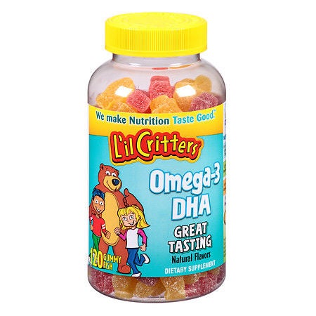 Multivitamin Supplement L'il Critters® Omega-3 Vitamin A / Vitamin D / Ascorbic Acid 500 IU - 100 IU - 6 mg Strength Gummy 120 per Bottle Assorted Fruit Flavor