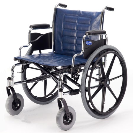 Bariatric Wheelchair Tracer® IV Heavy Duty Dual Axle Desk Length Arm Midnight Blue Upholstery 24 Inch Seat Width Adult 450 lbs. Weight Capacity
