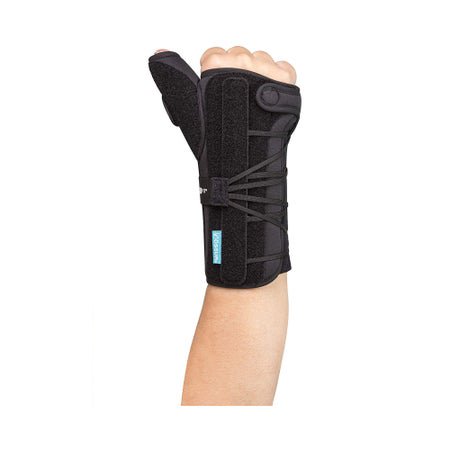 Wrist Brace with Thumb Spica Ossur® Formfit® Aluminum / Copper / Cotton / Polyamide / Polyester / Polyurethane Left Hand Black One Size Fits Most