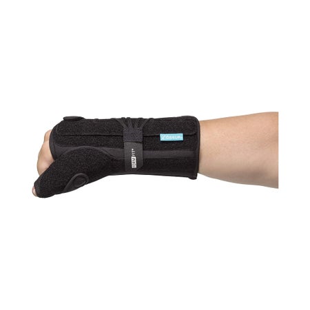 Wrist Brace with Thumb Spica Ossur® Formfit® Aluminum / Copper / Cotton / Polyamide / Polyester / Polyurethane Left Hand Black One Size Fits Most