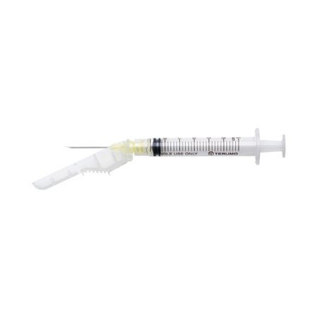 Safety Hypodermic Syringe with Needle SurGuard® 3 mL 1 Inch 20 Gauge Hinged Safety Needle Ultra Thin Wall